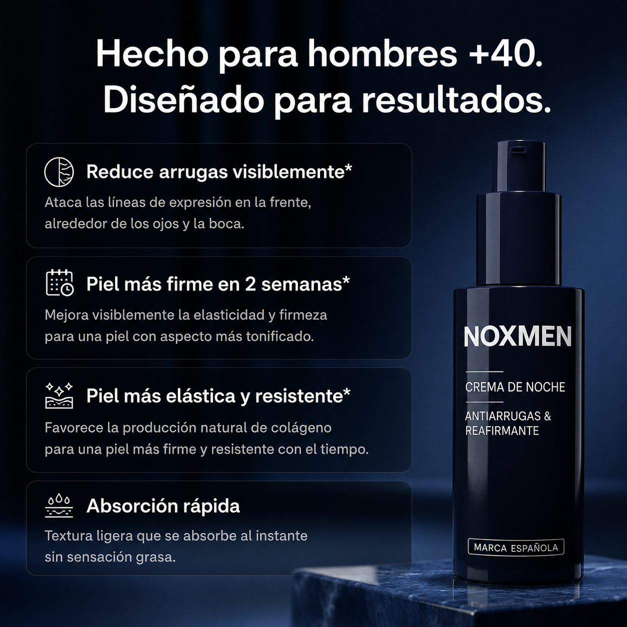 Crema de Noche para Hombre 40+ | Rostro y Cuello